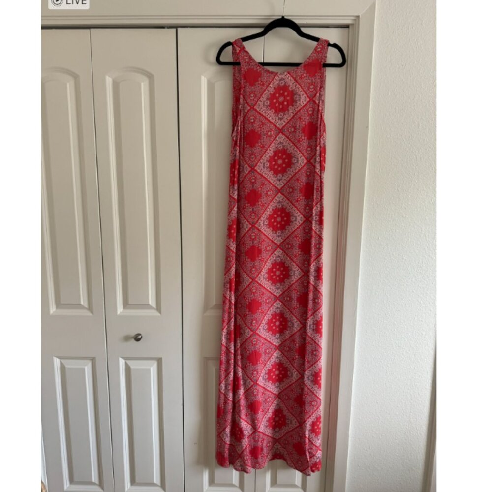 Flynn Skye Pink and White Bandana-Print Maxi Dress